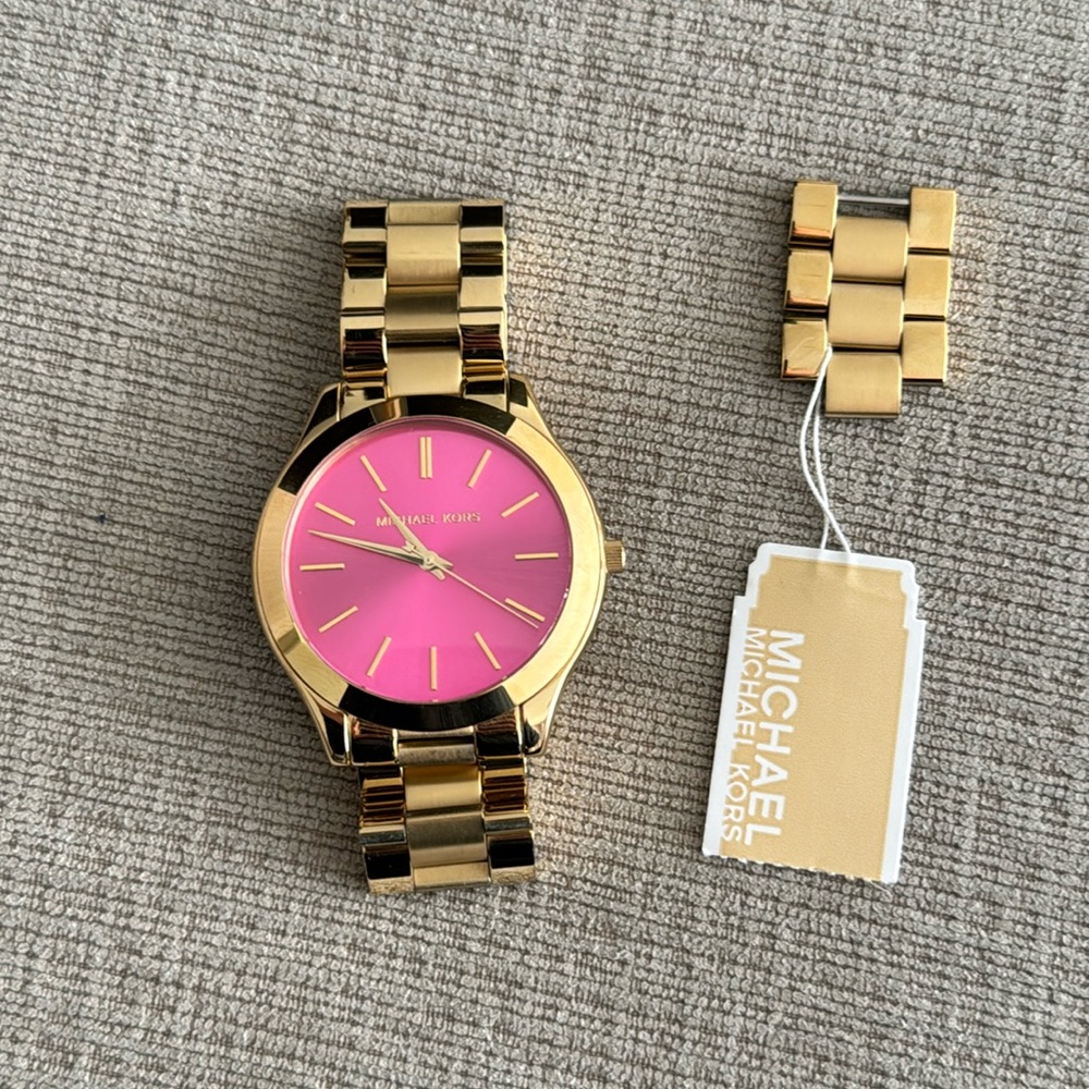 Michael Kors Slim Runway Gold and Pink Watch - 42mm - Used - Picture 3 of 15